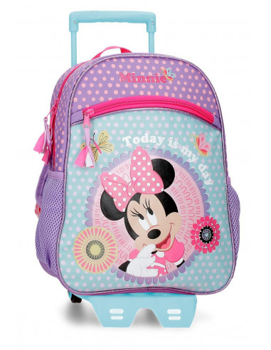 MOCHILA ADAP 33CM. C/CARRO MINNIE TODAY IS MY DAY